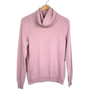 Prive Cashmere Sweater 100% Cowl Neck Women's Large Rose Pink Cozy Soft Knit